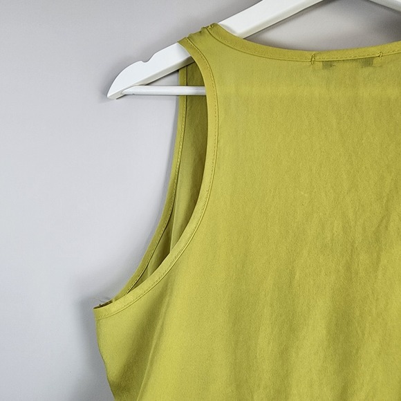 XXI Chartreuse Tank Top Womens Medium Ruffle Flower Yoke Sleeveless‎ Yellow Lime - Picture 4 of 16